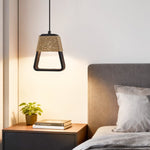 Tressa Pendant Light — Hand-Wrapped Hemp Rope & Black Travertine