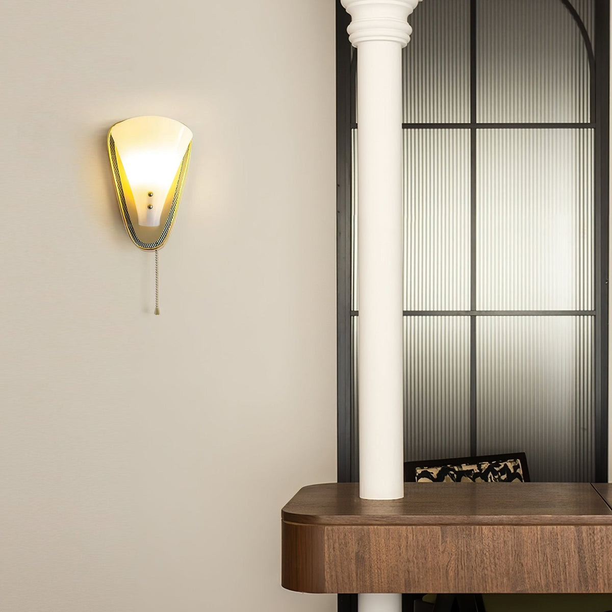 Geometric Gold Wall Sconce with Tassel Accent for Modern Interiors