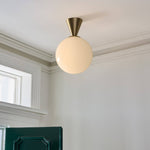 Trilo Globe Ceiling Light — Modern Opal Glass Flush Mount