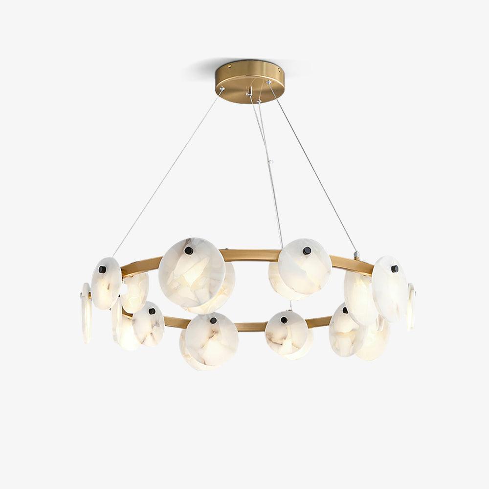 Trinidad Alabaster Chandelier — Modern LED Pendant Light in Brass for Dining Room and Living Room