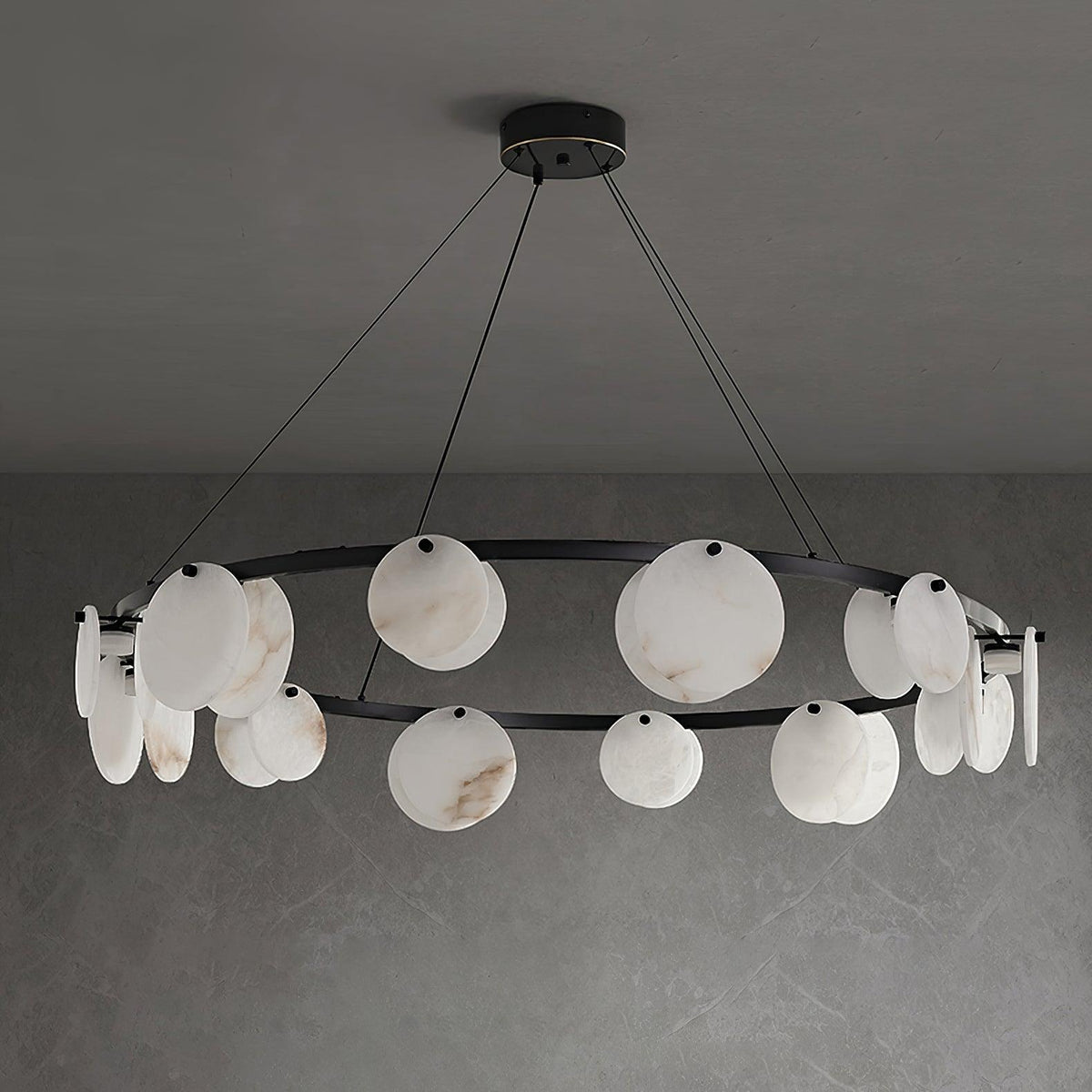 Trinidad Alabaster Chandelier — Modern LED Pendant Light in Brass for Dining Room and Living Room