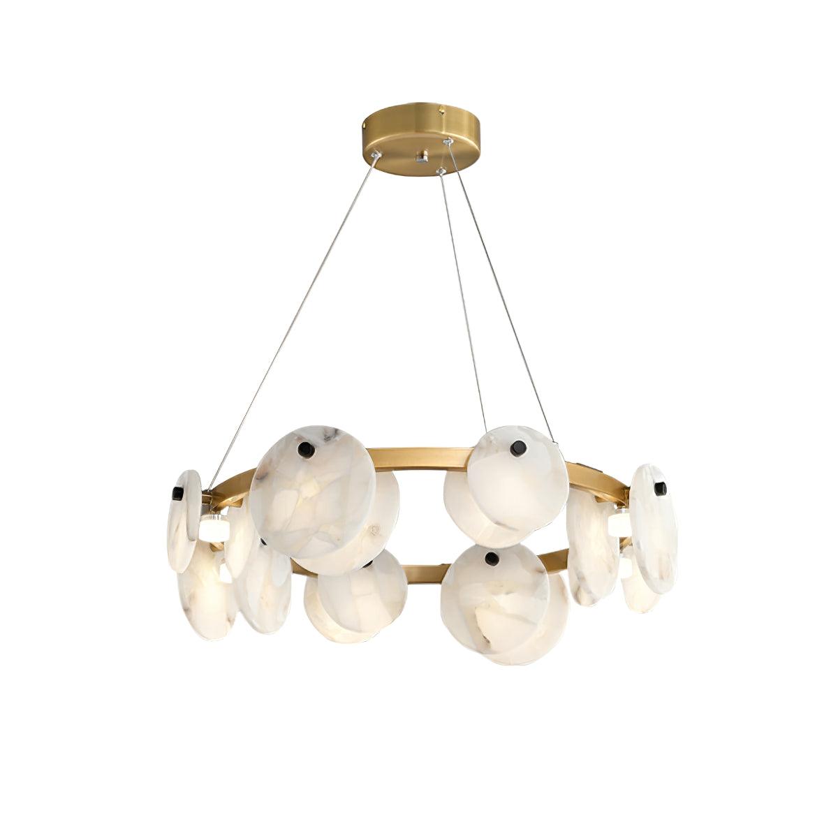 Trinidad Alabaster Chandelier — Modern LED Pendant Light in Brass for Dining Room and Living Room