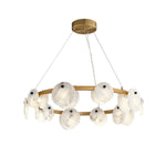 Trinidad Alabaster Chandelier — Modern LED Pendant Light in Brass for Dining Room and Living Room