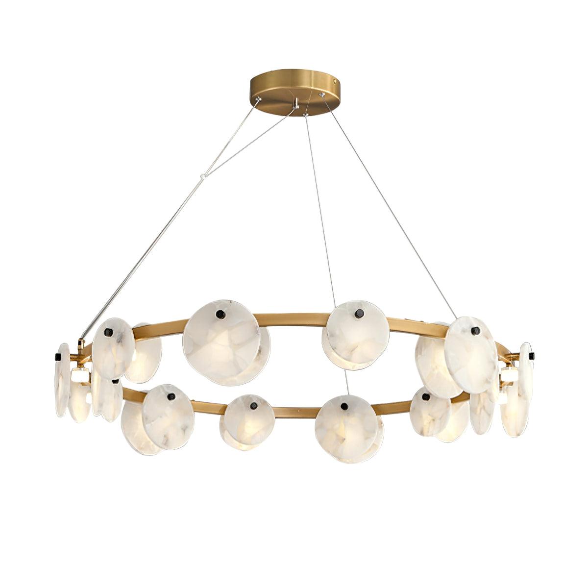 Trinidad Alabaster Chandelier — Modern LED Pendant Light in Brass for Dining Room and Living Room