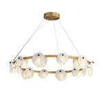 Trinidad Alabaster Chandelier — Modern LED Pendant Light in Brass for Dining Room and Living Room