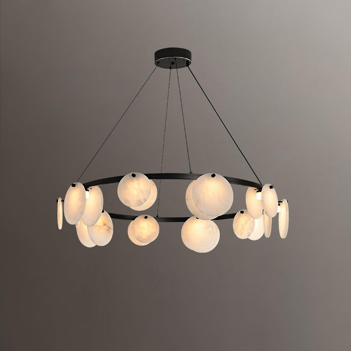 Trinidad Alabaster Chandelier — Modern LED Pendant Light in Brass for Dining Room and Living Room