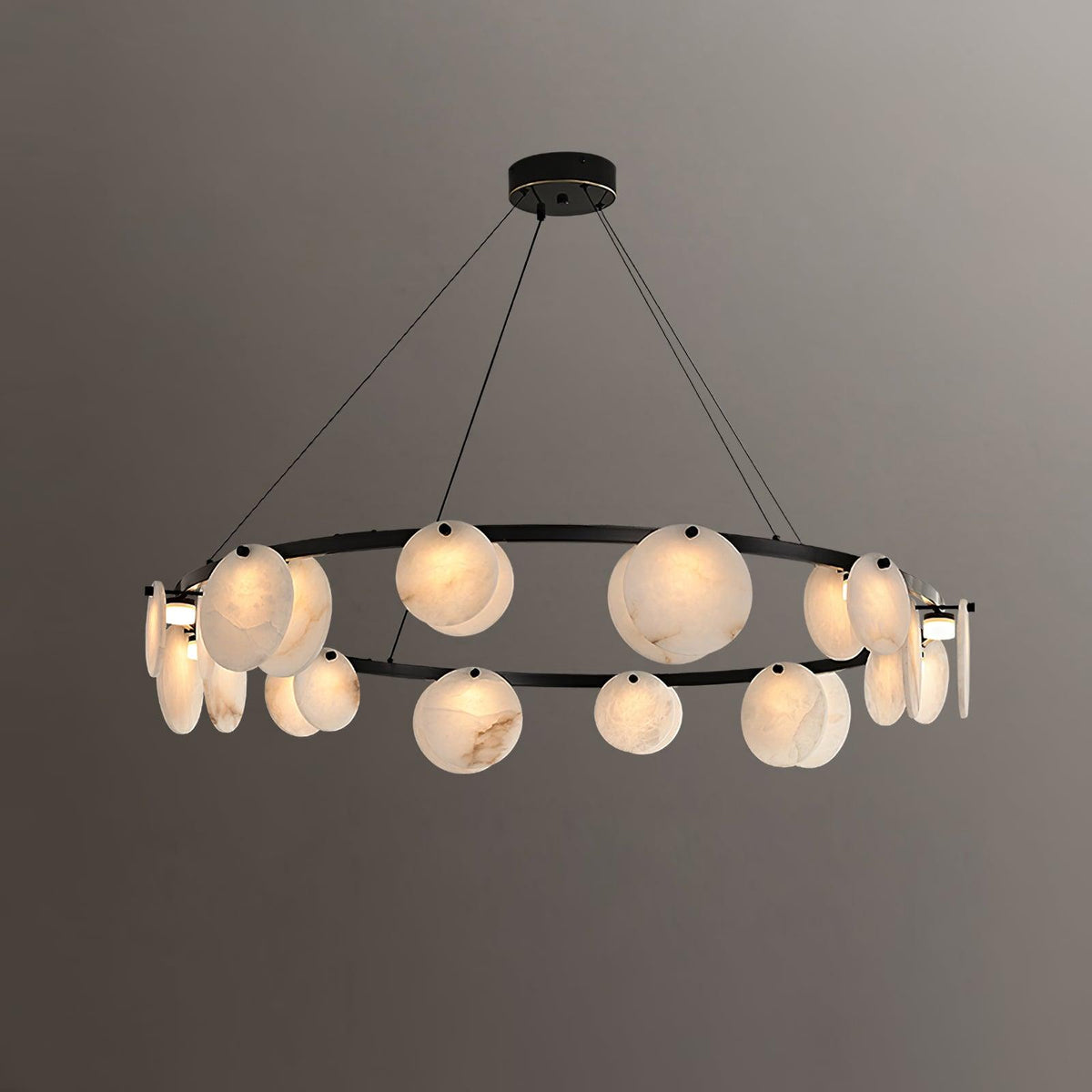 Trinidad Alabaster Chandelier — Modern LED Pendant Light in Brass for Dining Room and Living Room