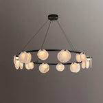 Trinidad Alabaster Chandelier — Modern LED Pendant Light in Brass for Dining Room and Living Room