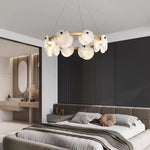 Trinidad Alabaster Chandelier — Modern LED Pendant Light in Brass for Dining Room and Living Room