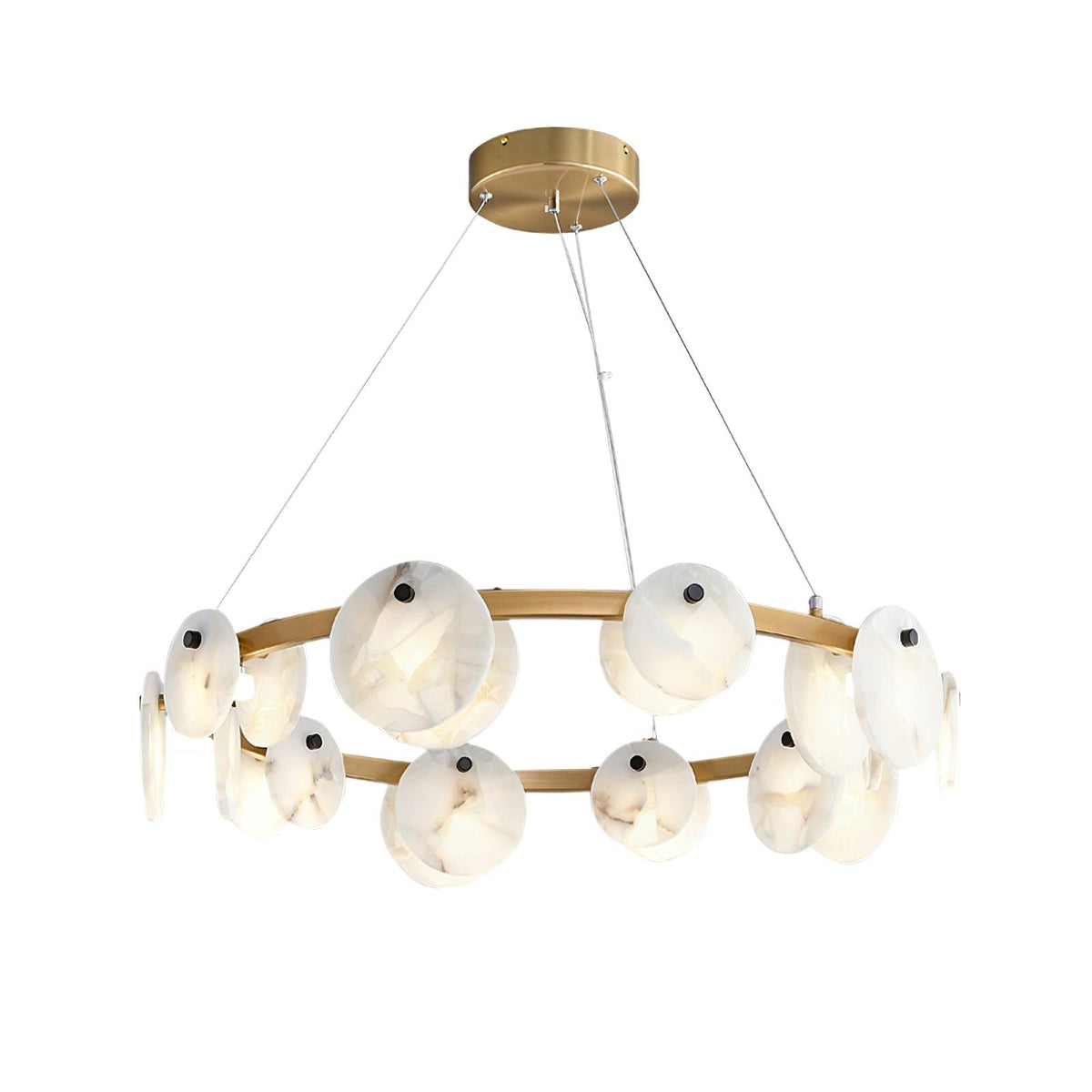 Trinidad Alabaster Chandelier — Modern LED Pendant Light in Brass for Dining Room and Living Room
