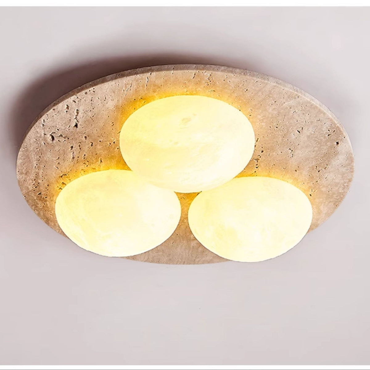 Trio Travertine Flush Mount Ceiling Light with LED Globes