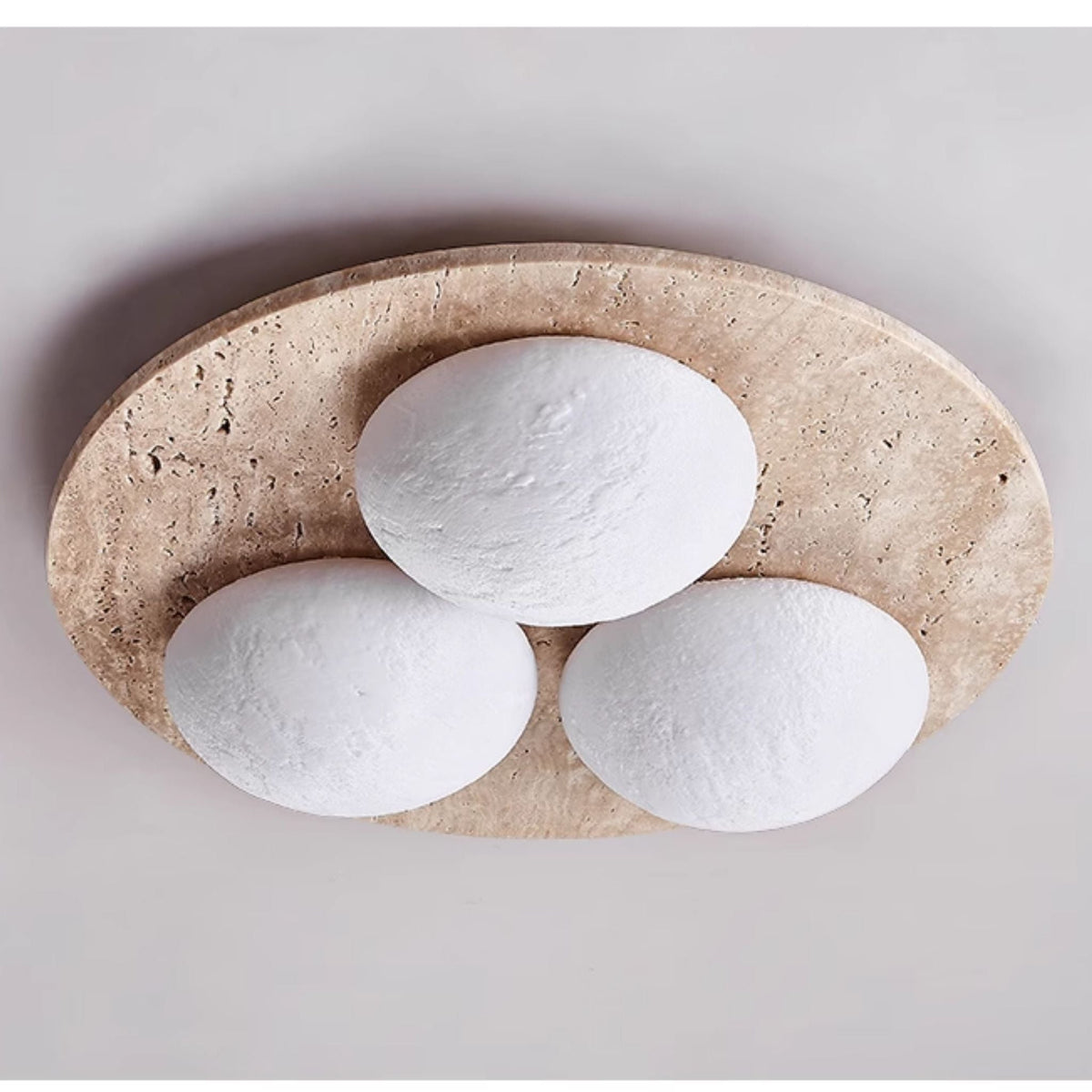 Trio Travertine Flush Mount Ceiling Light with LED Globes