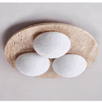 Trio Travertine Flush Mount Ceiling Light with LED Globes