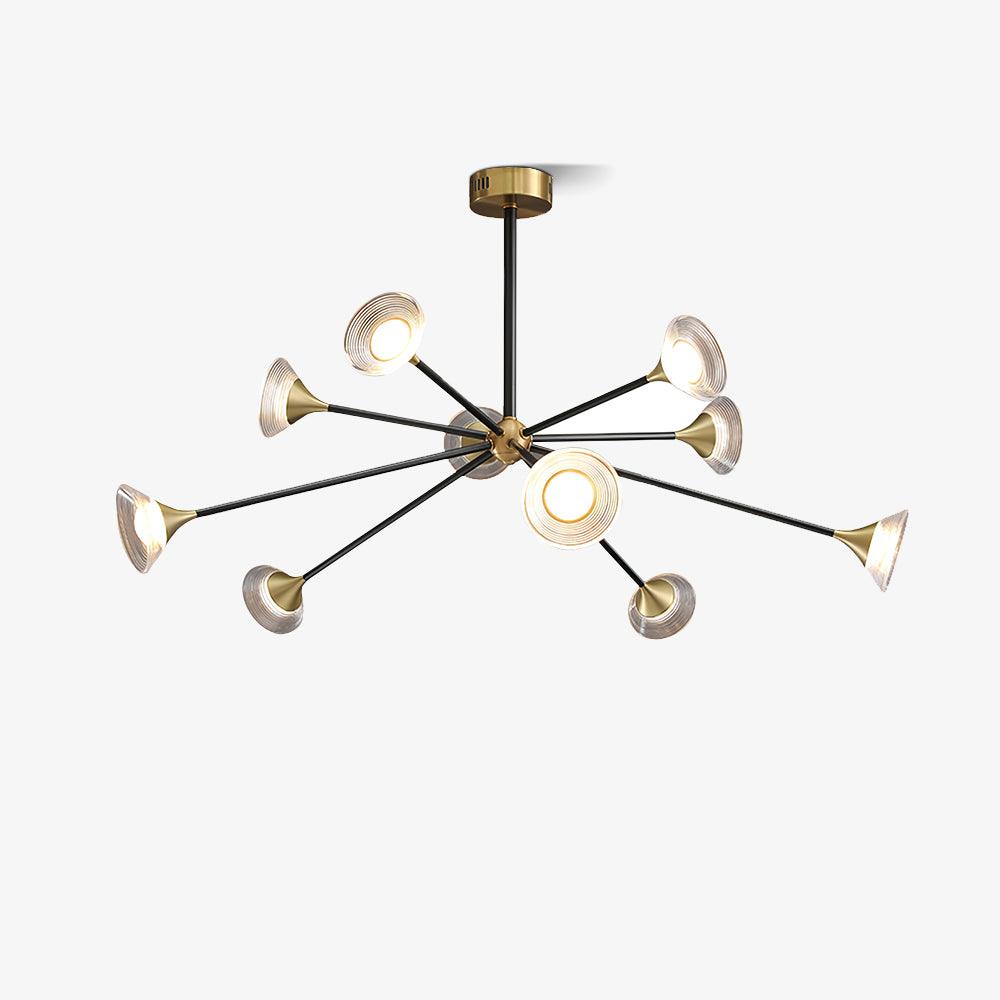 Tristan Brass & Acrylic LED Chandelier, Modern Multi-Head Pendant Light