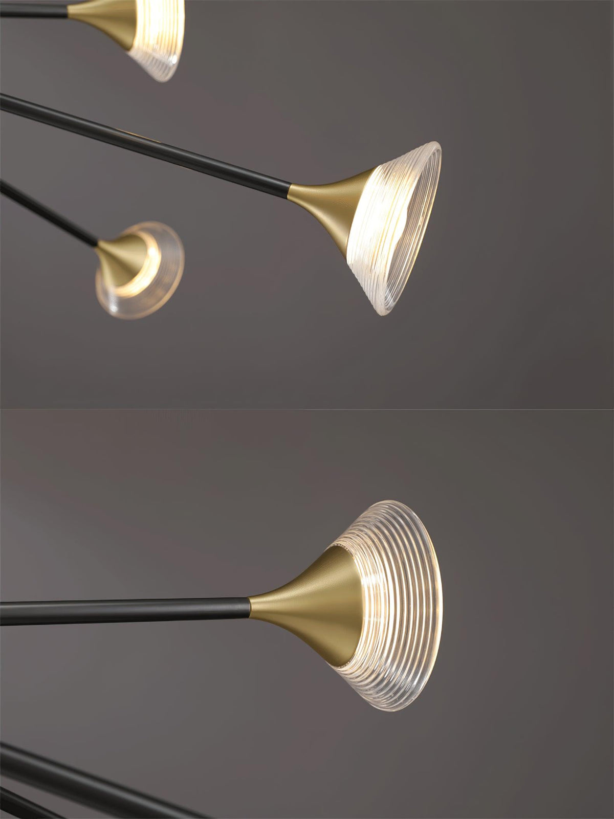 Tristan Brass & Acrylic LED Chandelier, Modern Multi-Head Pendant Light