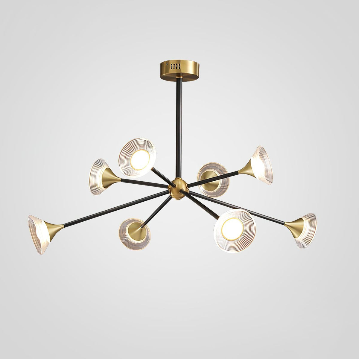Tristan Brass & Acrylic LED Chandelier, Modern Multi-Head Pendant Light