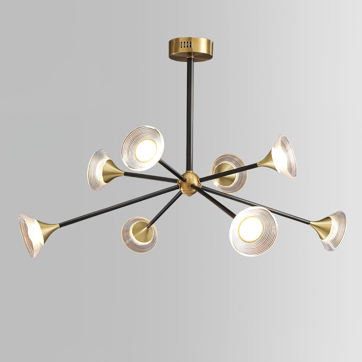 Tristan Brass & Acrylic LED Chandelier, Modern Multi-Head Pendant Light