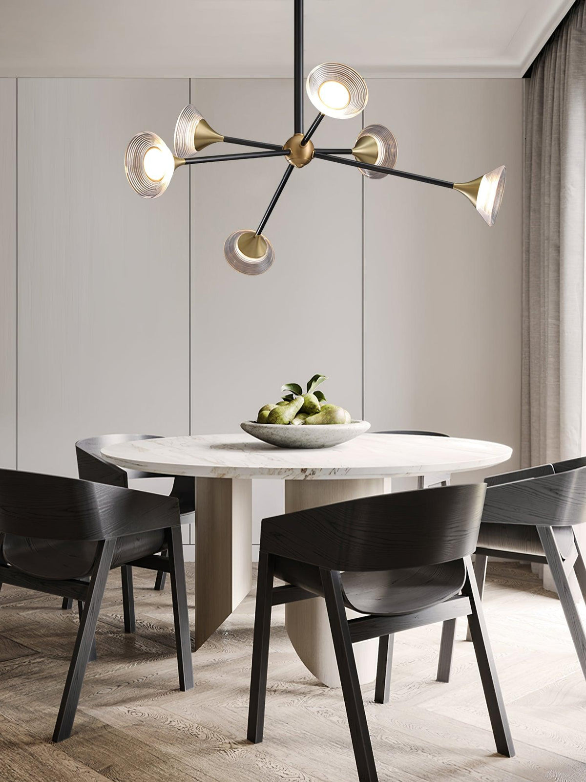 Tristan Brass & Acrylic LED Chandelier, Modern Multi-Head Pendant Light