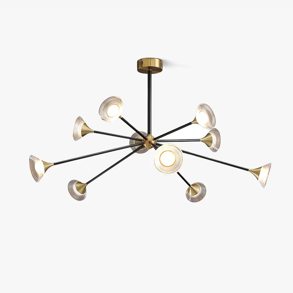 Tristan Brass & Acrylic LED Chandelier, Modern Multi-Head Pendant Light