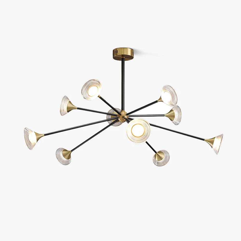 Tristan Brass & Acrylic LED Chandelier, Modern Multi-Head Pendant Light