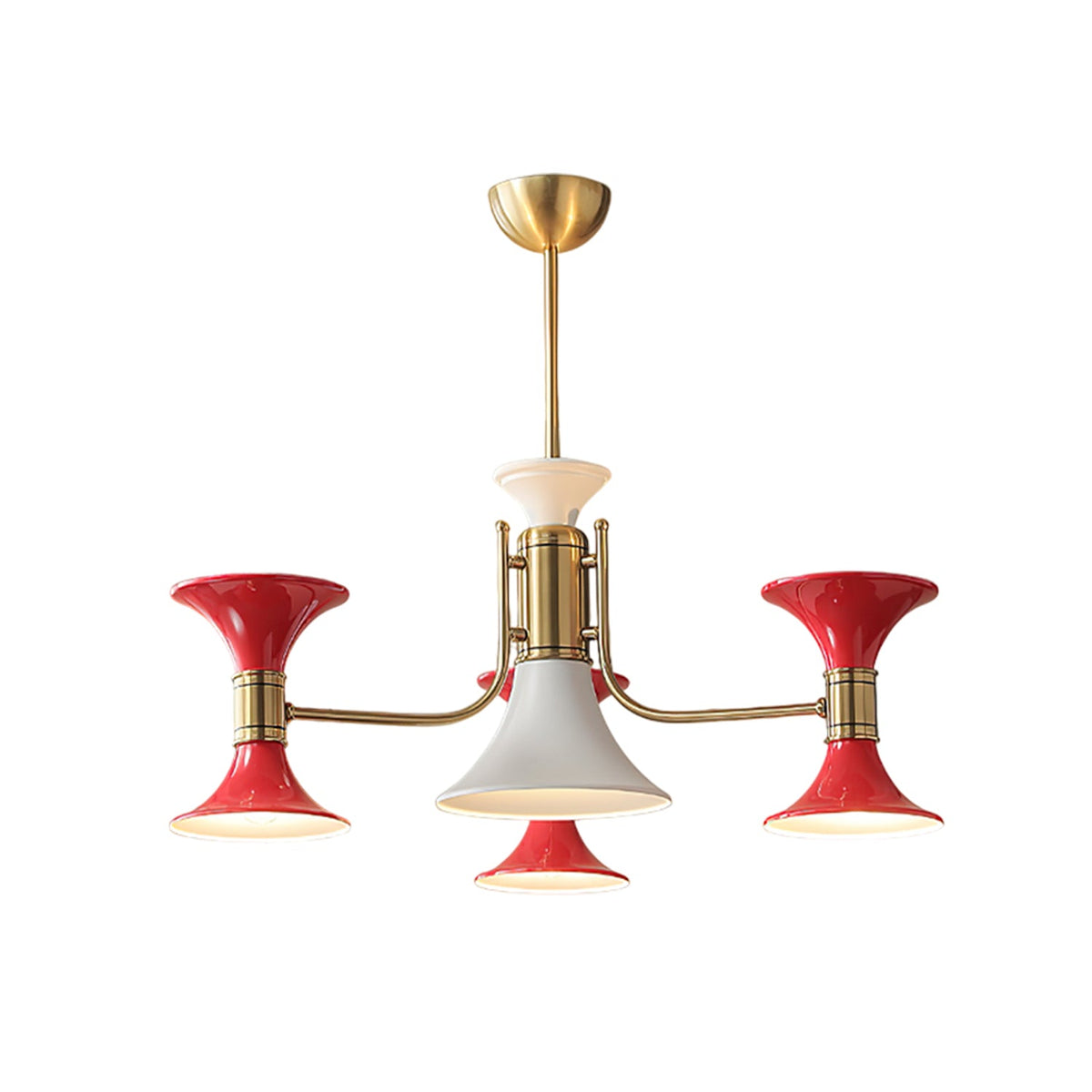 Tromina Trumpet Chandelier – Mid-Century Brass & Iron Pendant Light