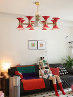 Tromina Trumpet Chandelier – Mid-Century Brass & Iron Pendant Light