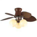 Tropi Glow Ceiling Fan Light with Botanical Blades and Opal Glass Globes