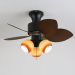 Tropica Palm Ceiling Fan Light with Amber Glass Shades