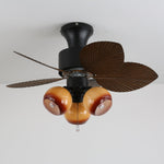 Tropica Palm Ceiling Fan Light with Amber Glass Shades