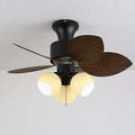 Tropica Palm Ceiling Fan Light with Amber Glass Shades
