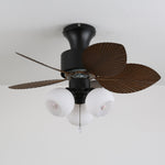 Tropica Palm Ceiling Fan Light with Amber Glass Shades