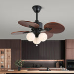 Tropica Breeze Ceiling Fan Light with Palm Blades and Amber Glass