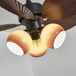 Tropiluxe Ceiling Fan Light with Palm Leaf Blades and Amber Glass Shade