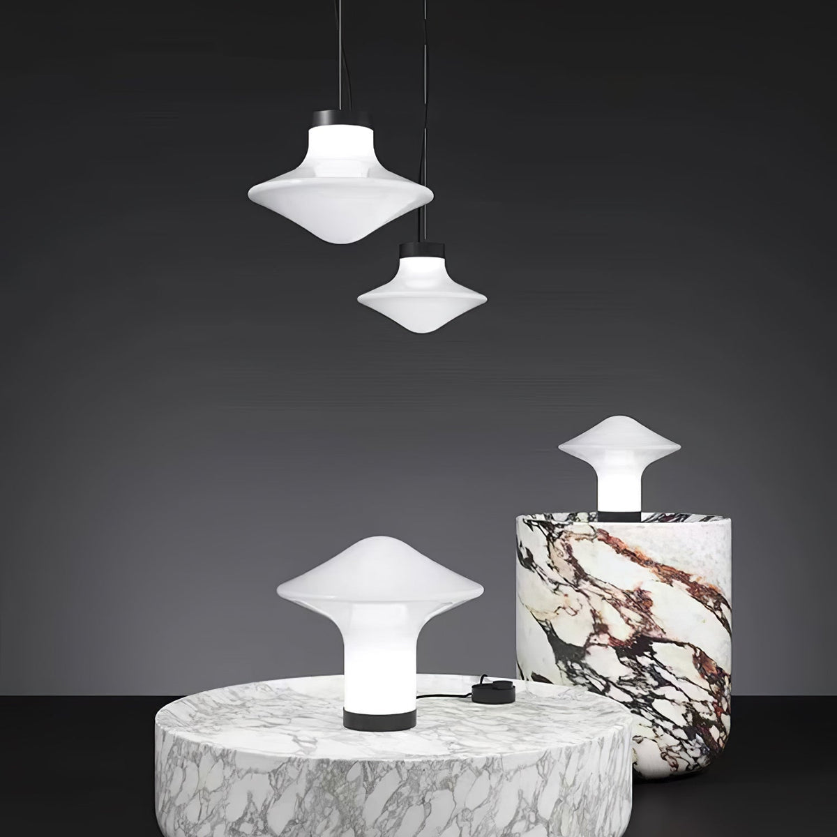 Trottola Modern Glass Pendant Light for Dining Room and Living Space