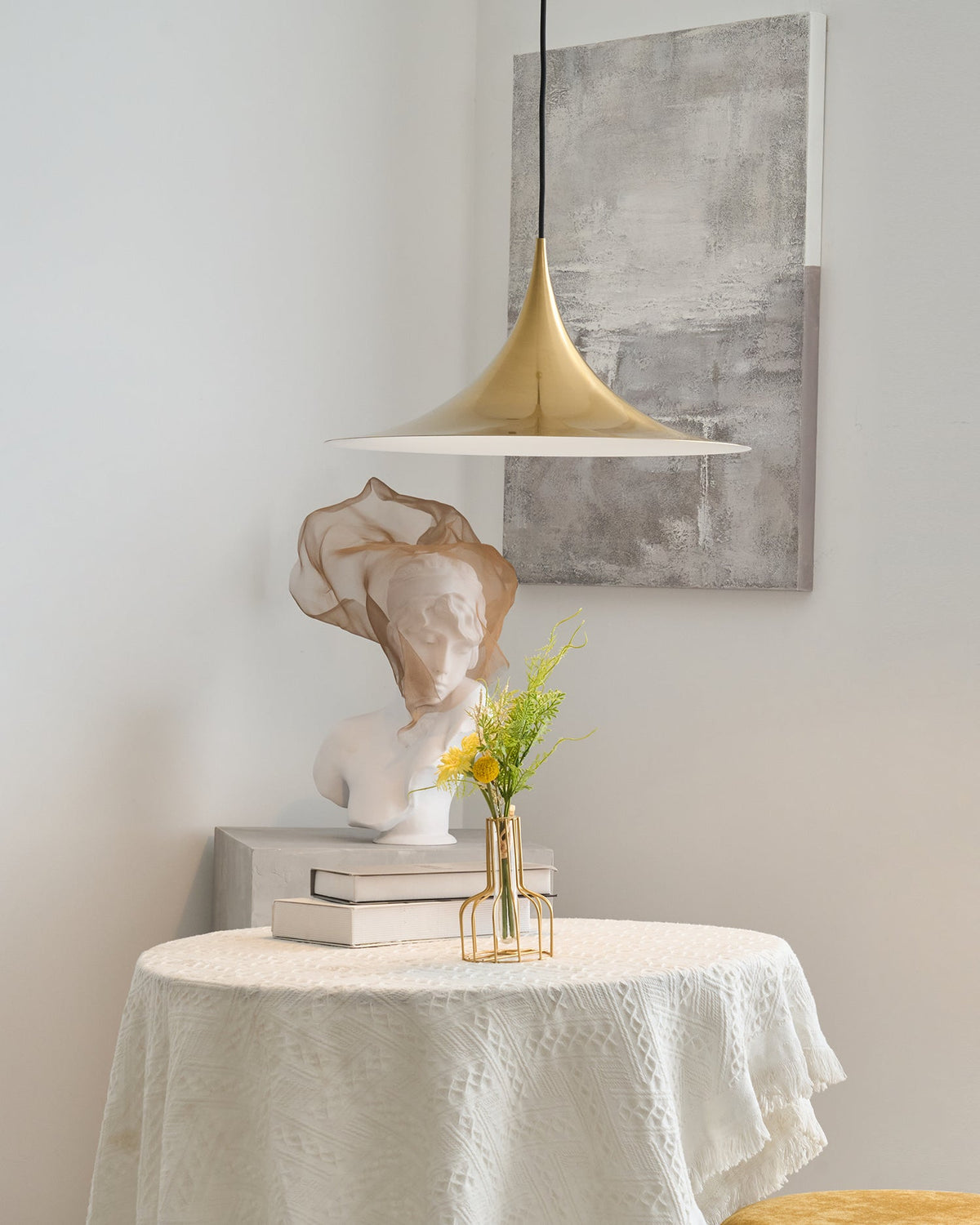 Semi Arch Pendant Light – Designer Aluminum Swag Lamp for Dining & Living Spaces
