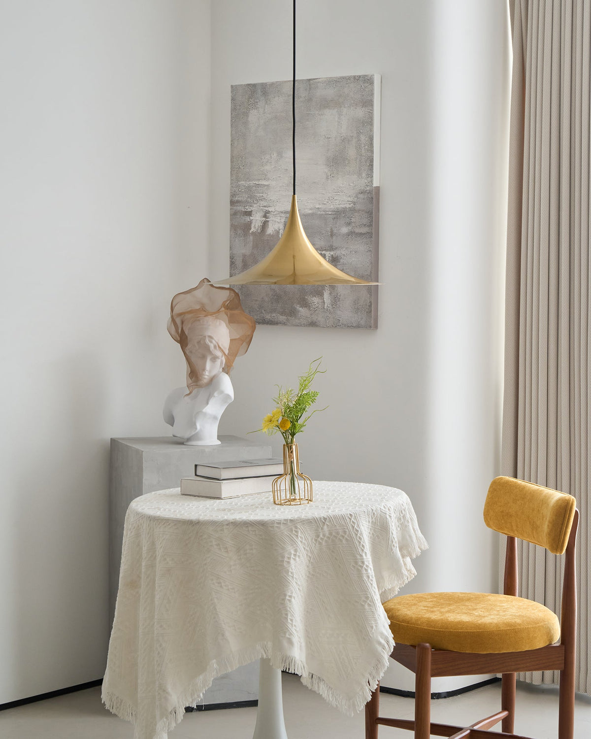 Semi Arch Pendant Light – Designer Aluminum Swag Lamp for Dining & Living Spaces