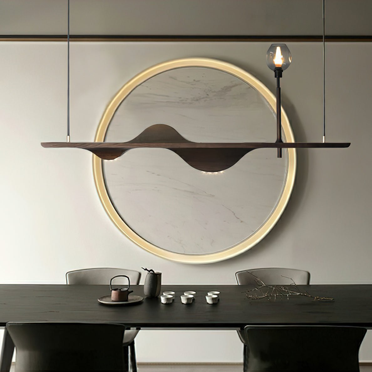 Tsunami Wave Wooden Chandelier for Modern Interiors