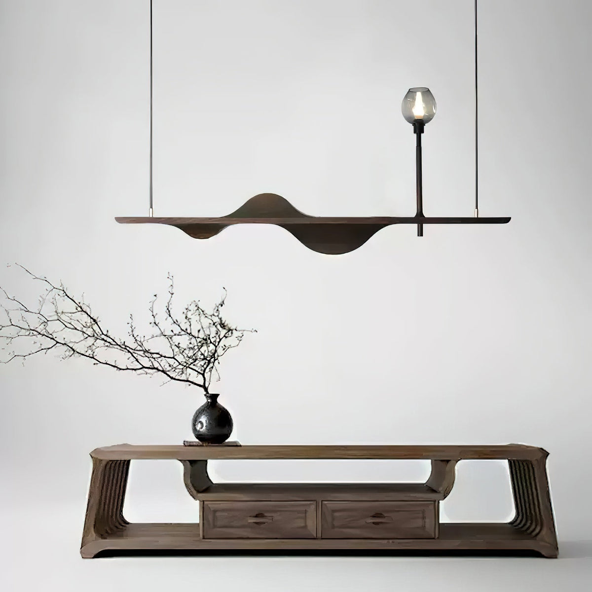 Tsunami Wave Wooden Chandelier for Modern Interiors