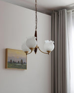 Tulips Glass Wood Chandelier – Modern Brass Pendant Light for Dining Room