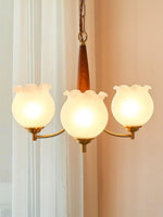 Tulips Glass Wood Chandelier – Modern Brass Pendant Light for Dining Room