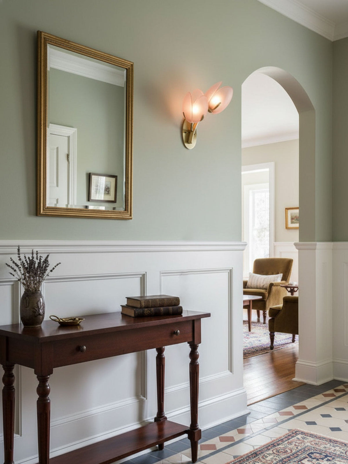 Tulyn Bloom Wall Sconce in Blush Pink Glass and Gold Metal