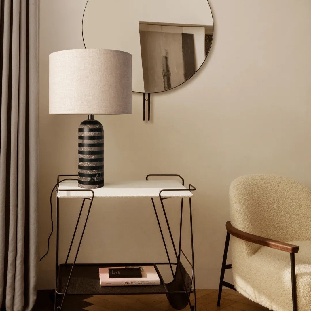 Tuxedo Marble Table Lamp – Modern Monochrome Accent Light for Bedroom and Living Room