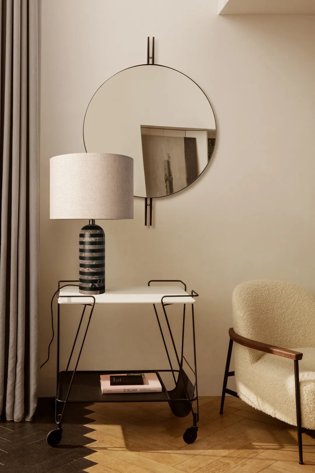 Tuxedo Marble Table Lamp – Modern Monochrome Accent Light for Bedroom and Living Room