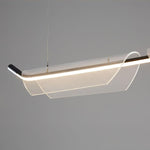 Two Boats Acrylic LED Pendant Light, Linear Modern Chandelier for Kitchen Island and Dining Room