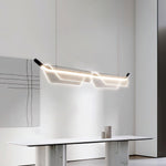 Two Boats Acrylic LED Pendant Light, Linear Modern Chandelier for Kitchen Island and Dining Room