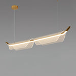 Two Boats Acrylic LED Pendant Light, Linear Modern Chandelier for Kitchen Island and Dining Room