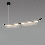 Two Boats Acrylic LED Pendant Light, Linear Modern Chandelier for Kitchen Island and Dining Room
