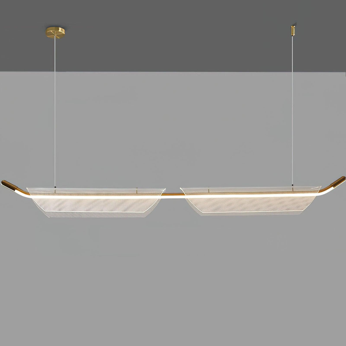 Two Boats Acrylic LED Pendant Light, Linear Modern Chandelier for Kitchen Island and Dining Room
