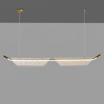 Two Boats Acrylic LED Pendant Light, Linear Modern Chandelier for Kitchen Island and Dining Room