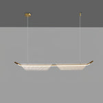 Two Boats Acrylic LED Pendant Light, Linear Modern Chandelier for Kitchen Island and Dining Room